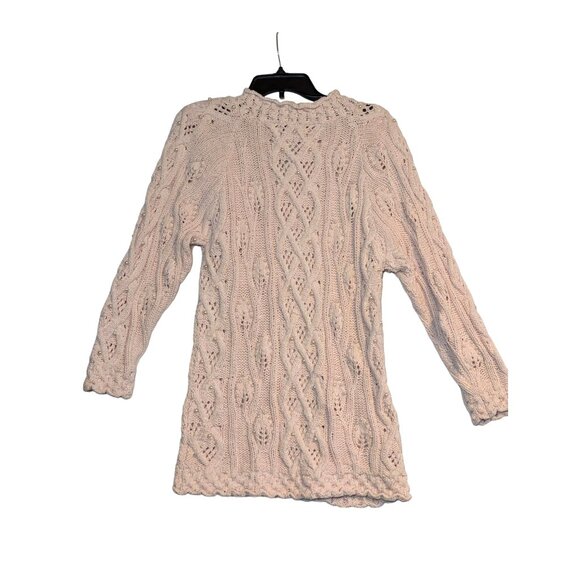 YarnWorks Petite Handknit Sweater Medium Ramie/Cotton Blend With Pearl Accents T - Picture 7 of 7